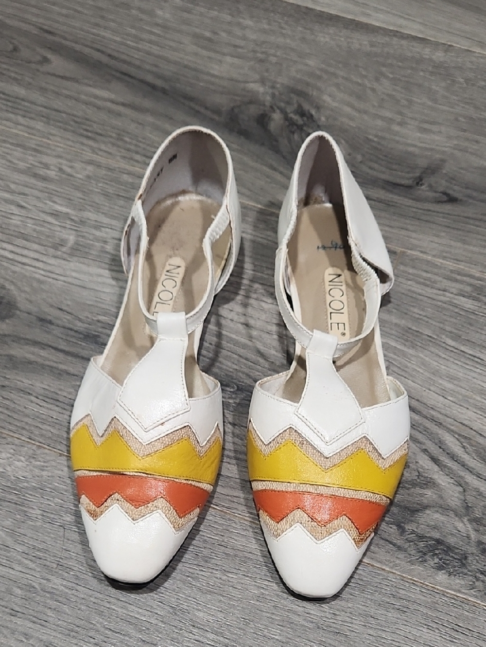 Vintage 70's Nicole Tri Color Tiffany Flats